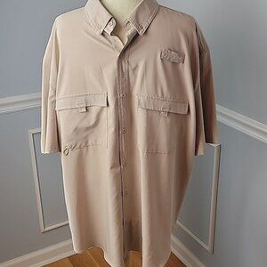 SILVER BAIT Tan Outdoor Performance Fishing Short‎ Sleeve Button Down Shirt XXL